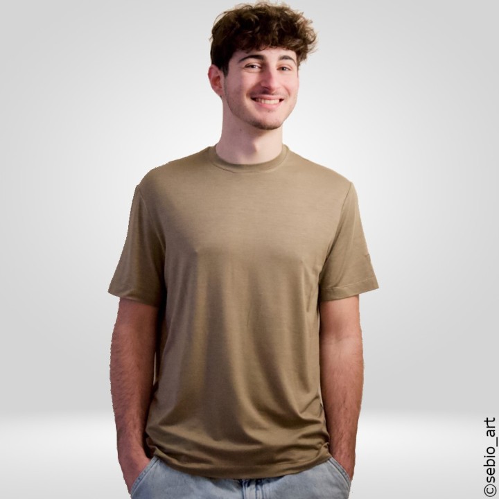 Aloe men's T-Shirt. Coconut colour. Short sleeve. Eco-friendly and organic