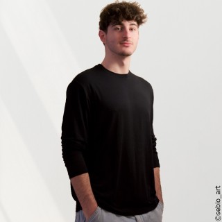 Maglietta uomo Carbonio. Colore nero. Manica lunga