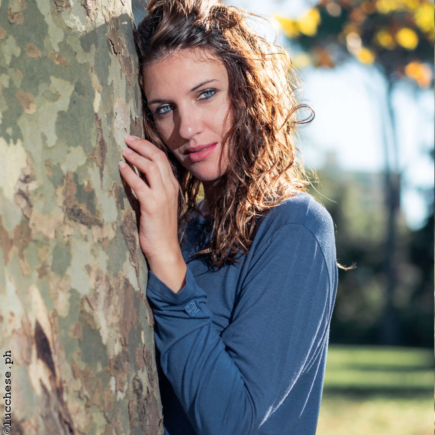 Maglietta donna Soya. Colore Avio. Manica lunga