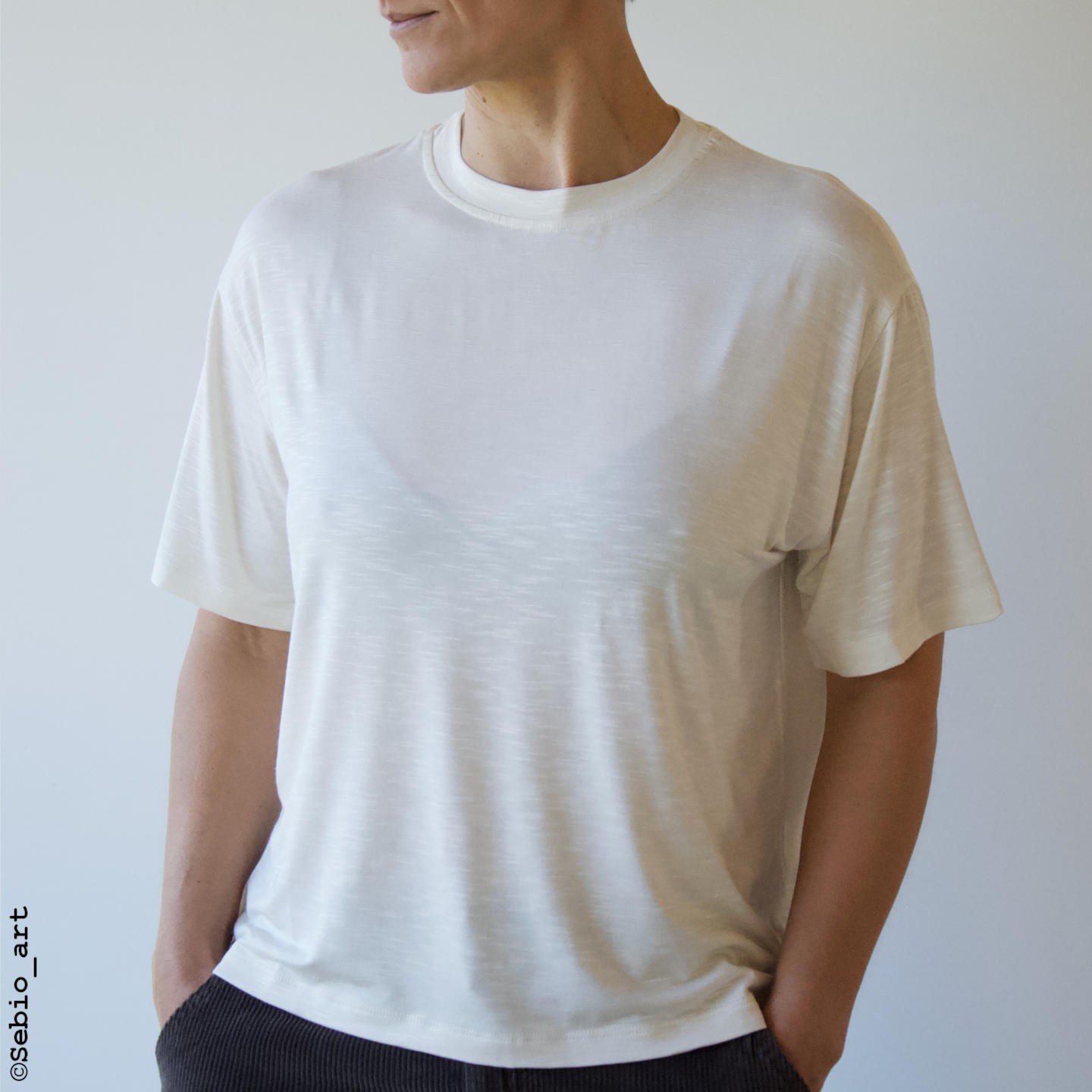 T-Shirt donna Bamboo F. Colore naturale. Manica corta