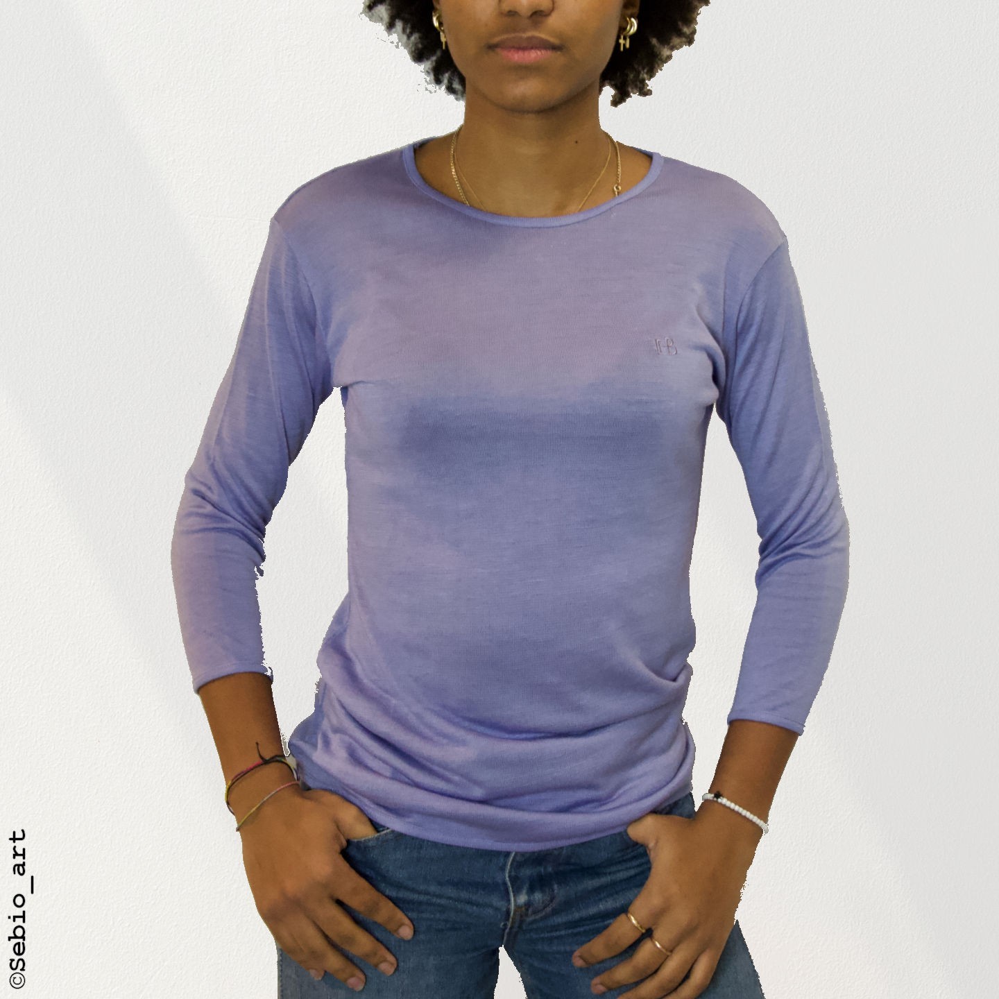 Maglietta donna Ortica. Colore lilla. Manica trequarti