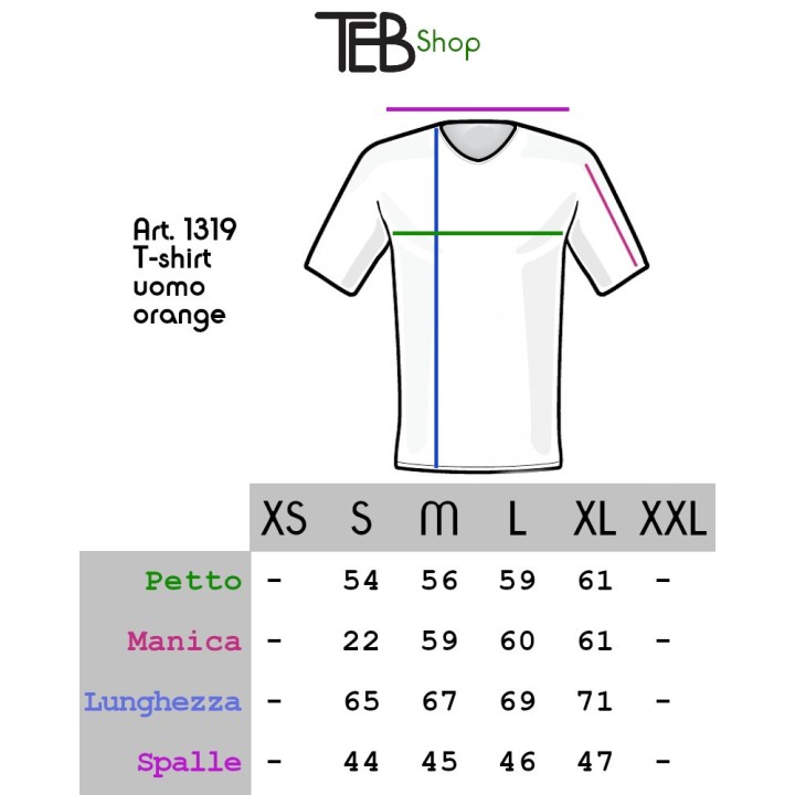 T-Shirt uomo Orange. Colore Rubino. Ecologica e biodegradabile